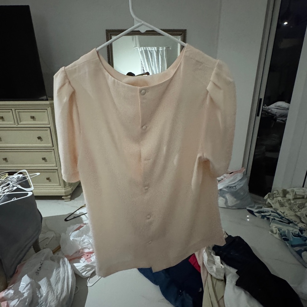 Gilli Pink Buttoned Blouse with Mandarin Collar